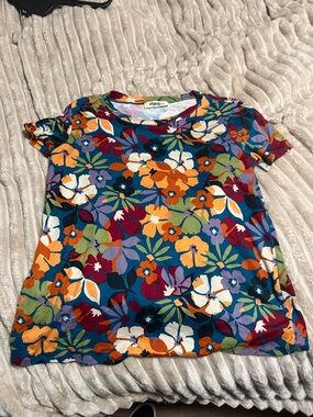 LuLaRoe Kids Short Sleeve Floral Tee in Teal, Orange & White